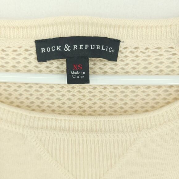 Rock and Republic Extra Small  Crochet Sleeves and Back Sweat Shirt - Picture 4 of 8